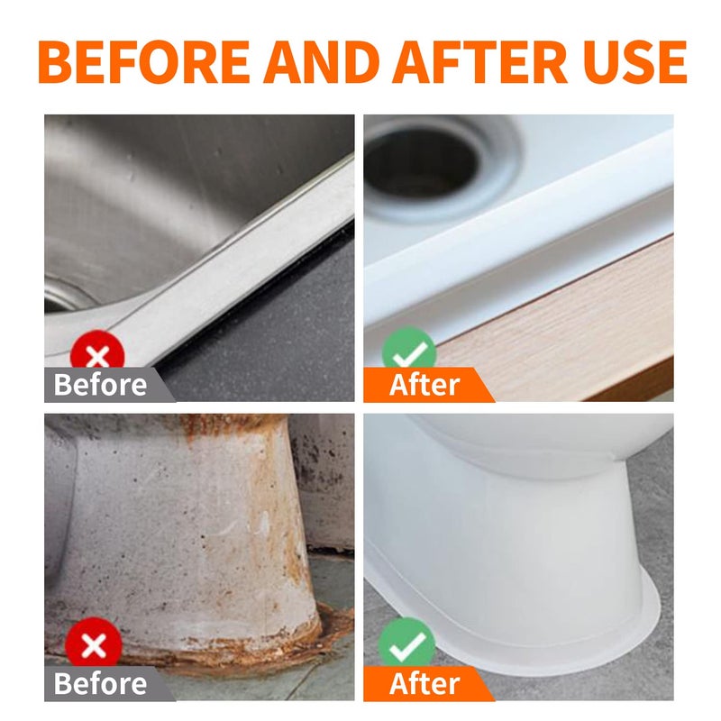 Peunitory Store 2 Pack Caulk Tape for Bath and Kitchen, Self Adhesive Caulking Strip for Toilet Base, White Caulk Tape for Bottom of Toilet, Tub Surround, Kitchen Countertop - Image 2